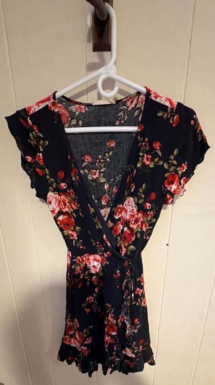 Altard State Callalily B22 Dress Size S Floral Wrap Short Sleeve